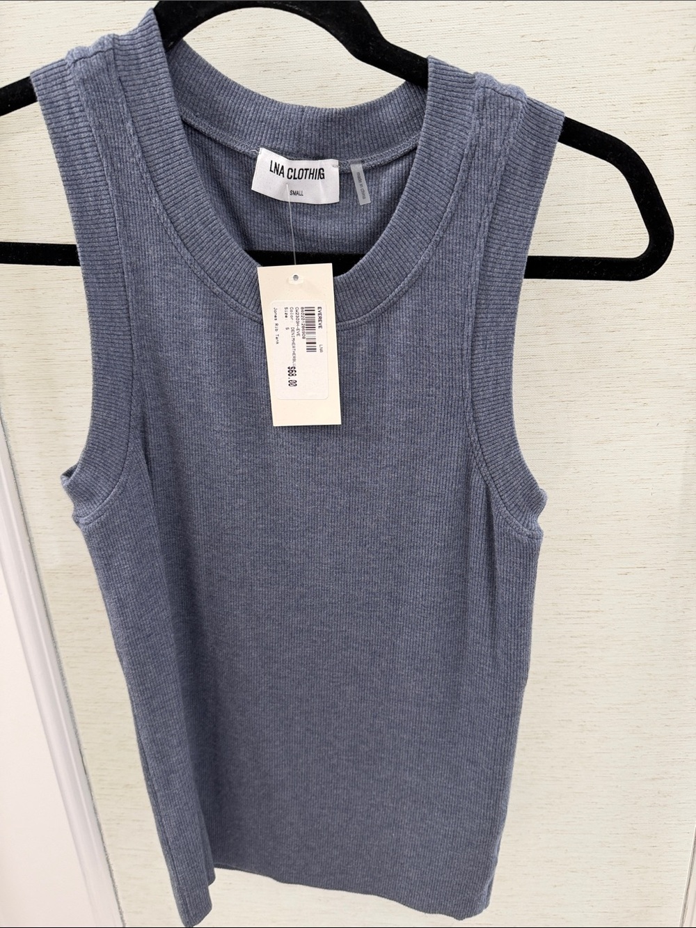LNA Dusty Blue Ribbed Tank Top